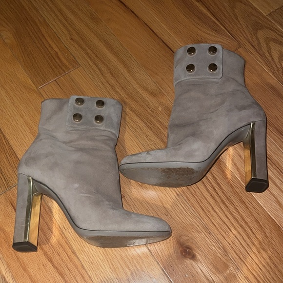 Gucci grey suede Vernice block heel ankle boots size 36 (6 US) - Picture 2 of 11
